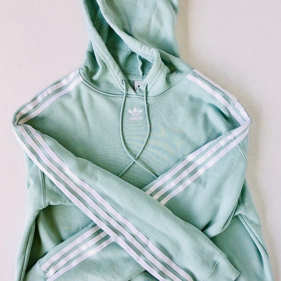 adidas cropped hoodie ash green